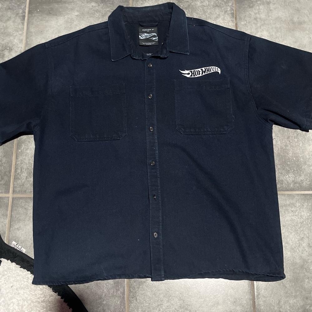 Forever 21 Men's Navy Casual Button-Down Shirt
